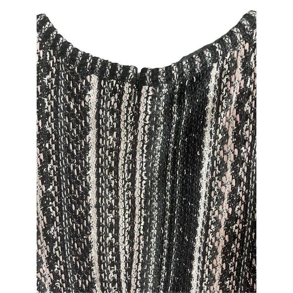 St John Womens Black Zip Knee Length Vertical Striped Tweed Sheath Dress Size 6 - Picture 6 of 13